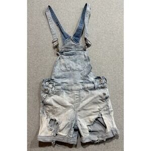 Women's Torrid Jean Short Denim Overalls Shortalls Light Blue Size 10 Distressed